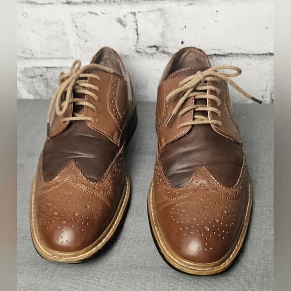Original Penguin Brown Leather Wingtip Oxford Shoes Men’s 9 | Vintage Style